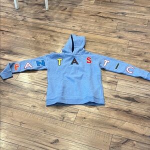 Mini Boden Blue Hoodie with Multicolor 'Fantastic' Letters size 13/14